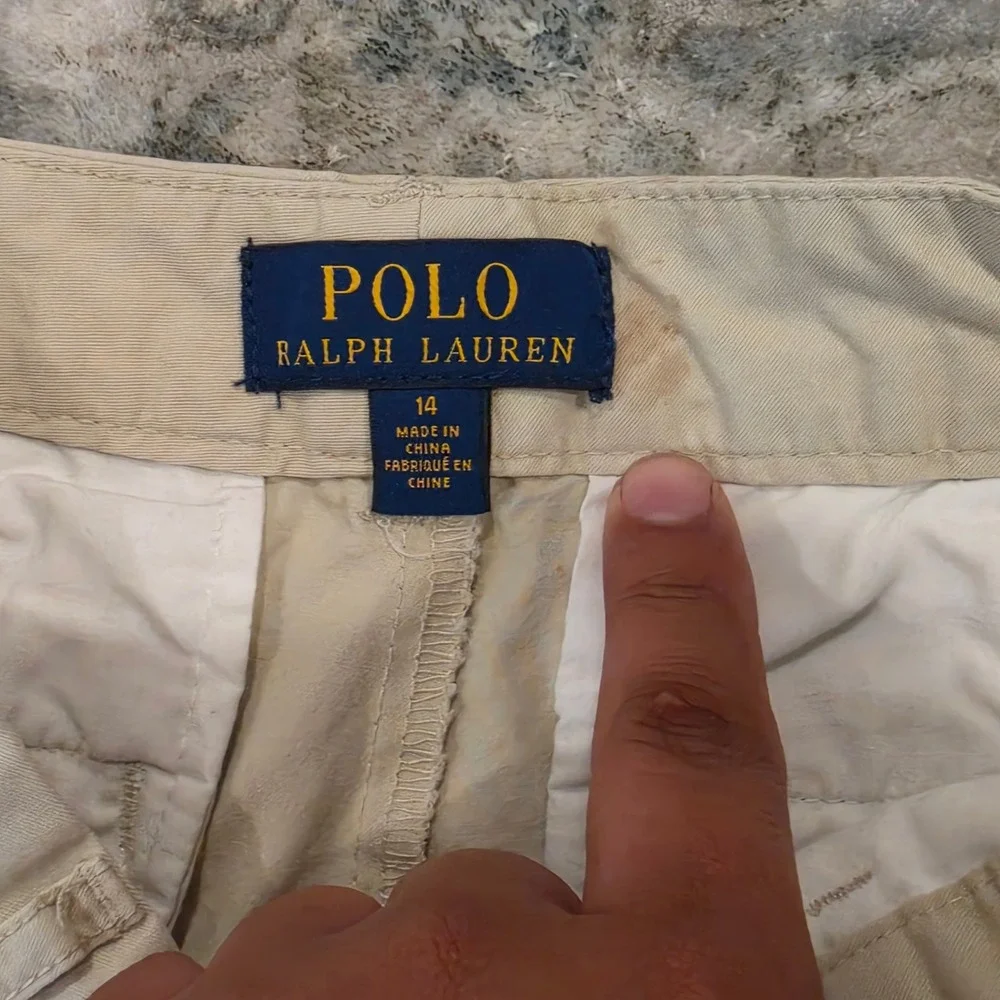 Polo Ralph Lauren Tan Khaki Classic Chino Shorts Womens Size 14 Cotton Twill - Picture 2 of 4